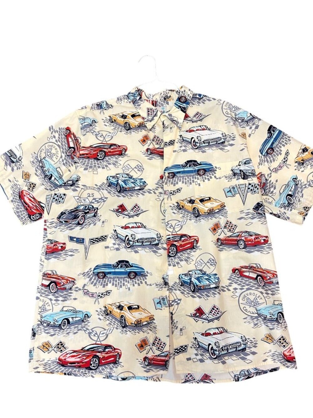 Reyn Spooner Car show Chevy Corvette Car Men's Hawaiian Shirt XXL